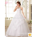 Guangzhou factory custom made off shoulder cheap lace applique ball gown wedding dress